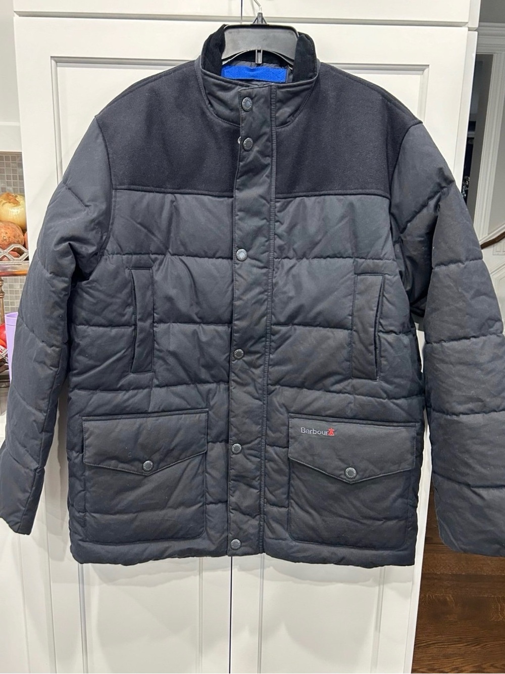 NEW Men’s Barbour NEW Large Baff Coat $570 MSRP Classic Navy